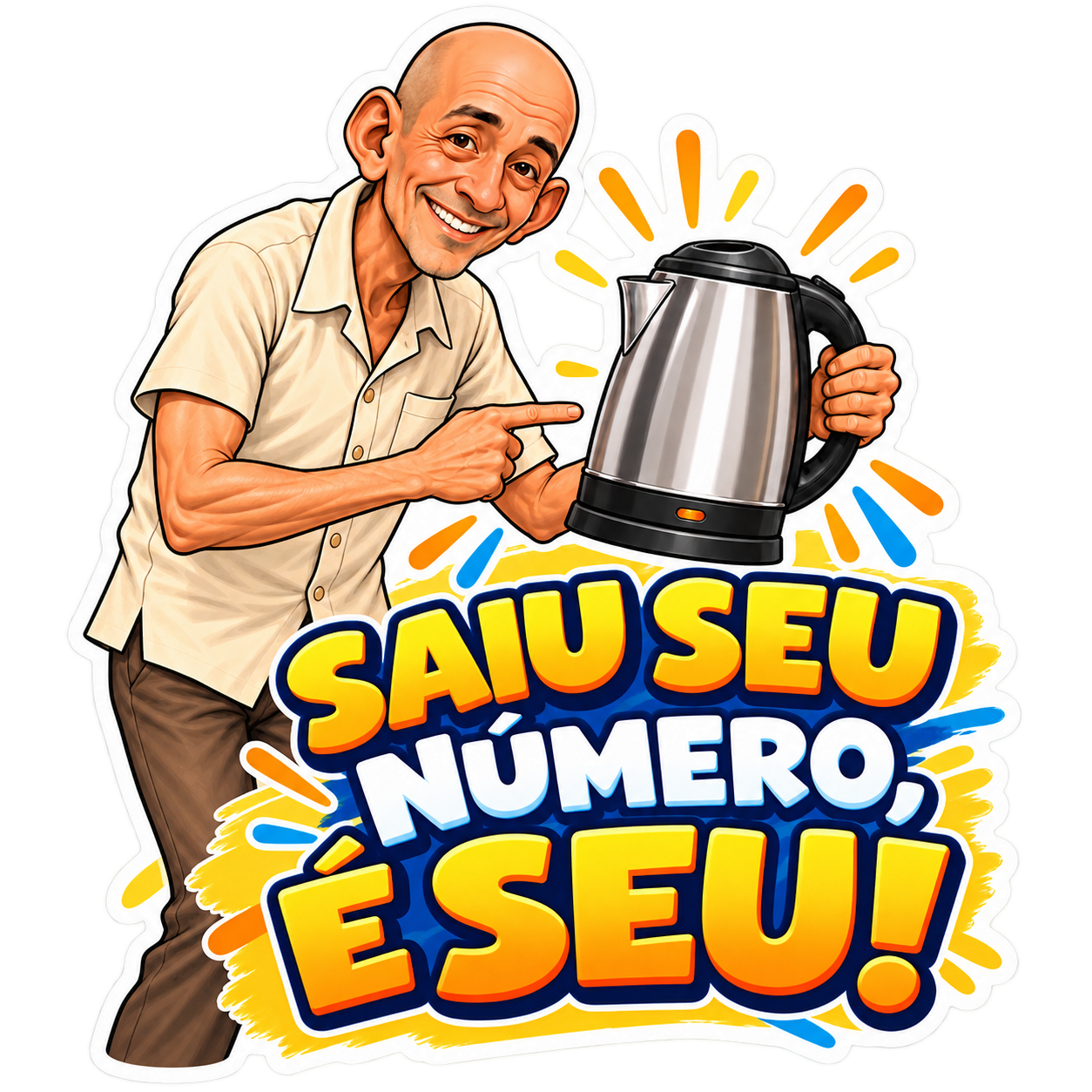 Ti Toi apresenta a chaleira elétrica na rifa.